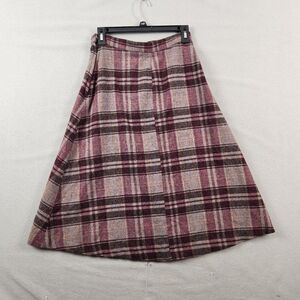 Vintage Women's Kmart Midi Wool Blend Plaid Skirt Purple Size 12